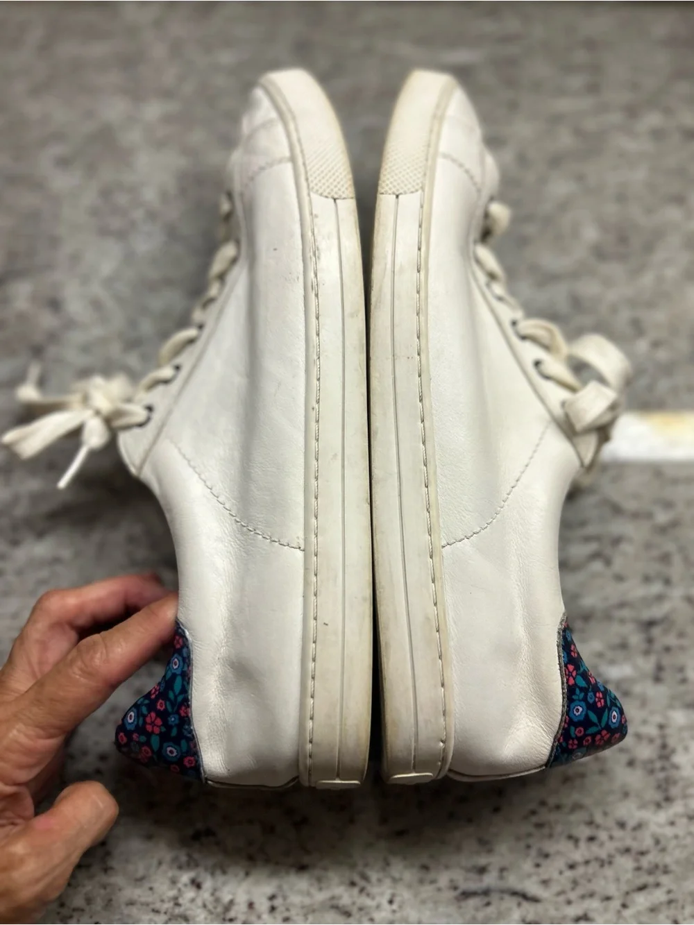 Coach Porter off white Leather Lace-Up Sneakers with Floral Heel size 11